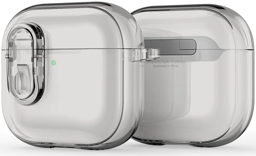 Dux Ducis PECL AirPods 4 Hoesje met Aluminum Haak Transparant Grijs afbeelding 1