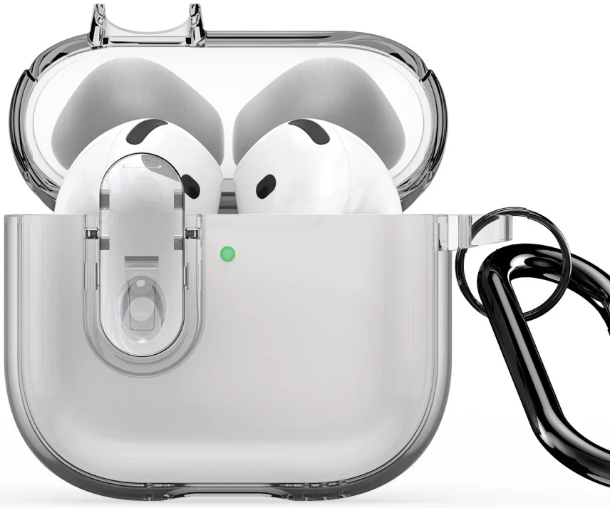 Dux Ducis PECL AirPods 4 Hoesje met Aluminum Haak Transparant Grijs afbeelding 2