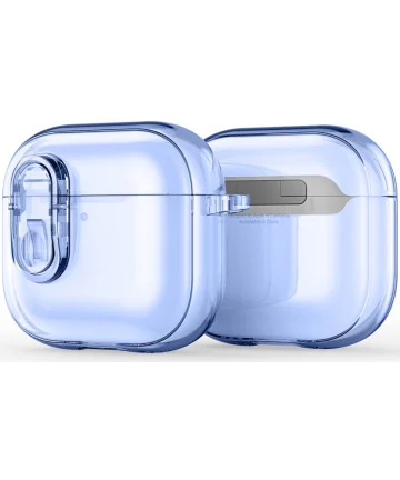 Dux Ducis PECL AirPods 4 Hoesje met Aluminum Haak Transparant Blauw Hoesjes