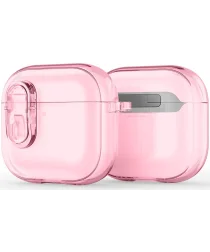 Dux Ducis PECL AirPods 4 Hoesje met Aluminum Haak Transparant Roze