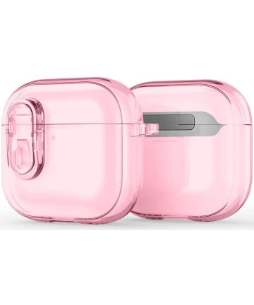 Dux Ducis PECL AirPods 4 Hoesje met Aluminum Haak Transparant Roze Hoesjes