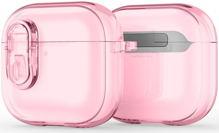 Dux Ducis PECL AirPods 4 Hoesje met Aluminum Haak Transparant Roze afbeelding 1