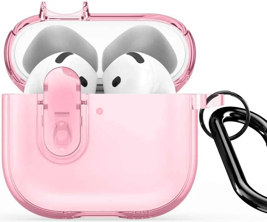 Dux Ducis PECL AirPods 4 Hoesje met Aluminum Haak Transparant Roze afbeelding 2