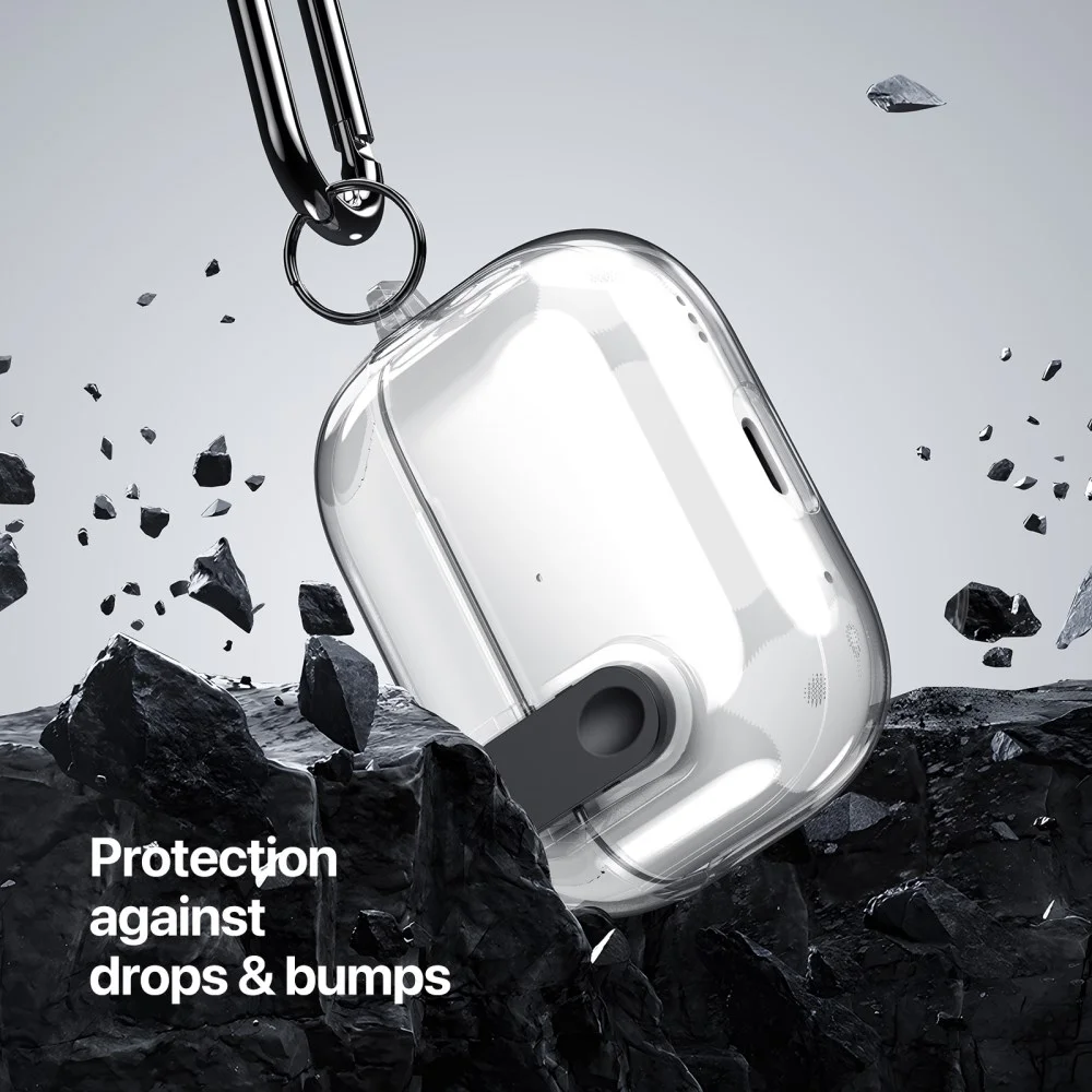 Dux Ducis PECL AirPods 4 Hoesje met Aluminum Haak Transparant Roze afbeelding 3