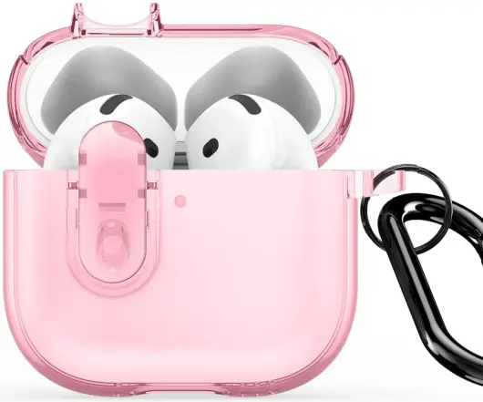 Dux Ducis PECL AirPods 4 Hoesje met Aluminum Haak Transparant Roze afbeelding 2