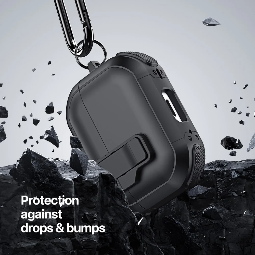 Dux Ducis PECP AirPods 4 Hoesje met Aluminum Haak Zwart afbeelding 3
