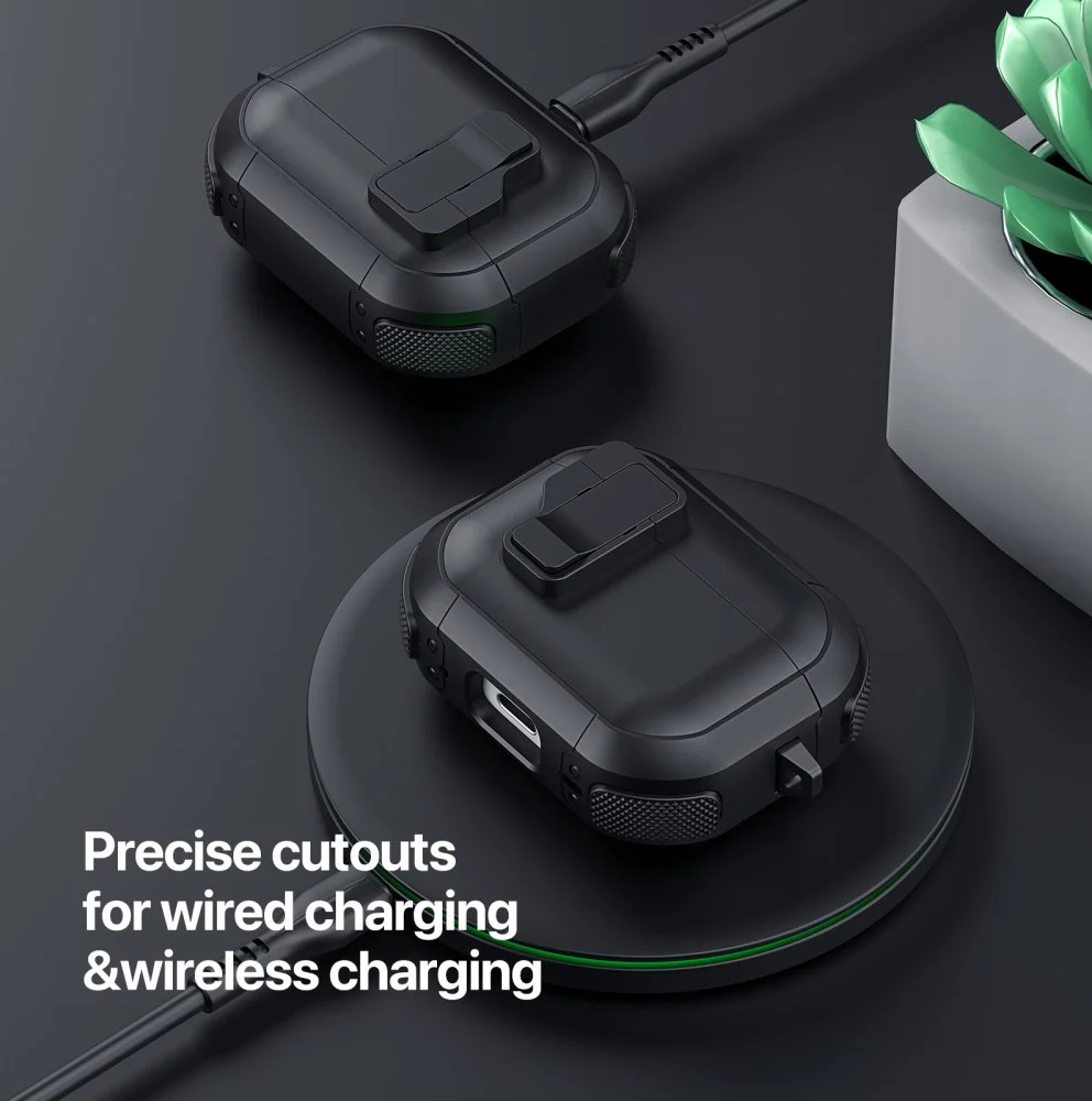 Dux Ducis PECP AirPods 4 Hoesje met Aluminum Haak Zwart afbeelding 7