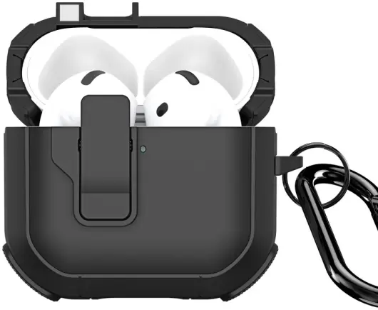 Dux Ducis PECP AirPods 4 Hoesje met Aluminum Haak Zwart afbeelding 2