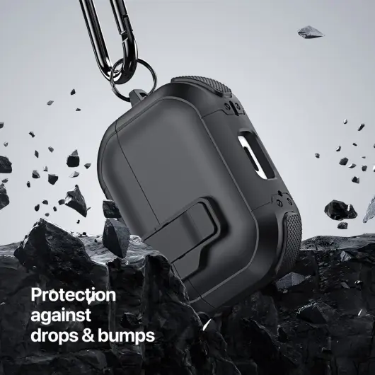 Dux Ducis PECP AirPods 4 Hoesje met Aluminum Haak Zwart afbeelding 3