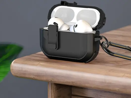 Dux Ducis PECP AirPods 4 Hoesje met Aluminum Haak Zwart afbeelding 8