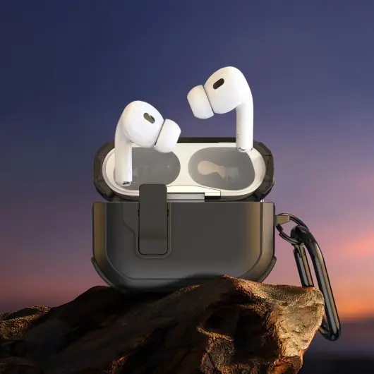 Dux Ducis PECP AirPods 4 Hoesje met Aluminum Haak Zwart afbeelding 9