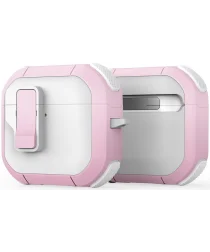 Dux Ducis PECP AirPods 4 Hoesje met Aluminum Haak Wit Roze