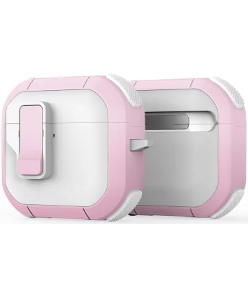 Dux Ducis PECP AirPods 4 Hoesje met Aluminum Haak Wit Roze Hoesjes