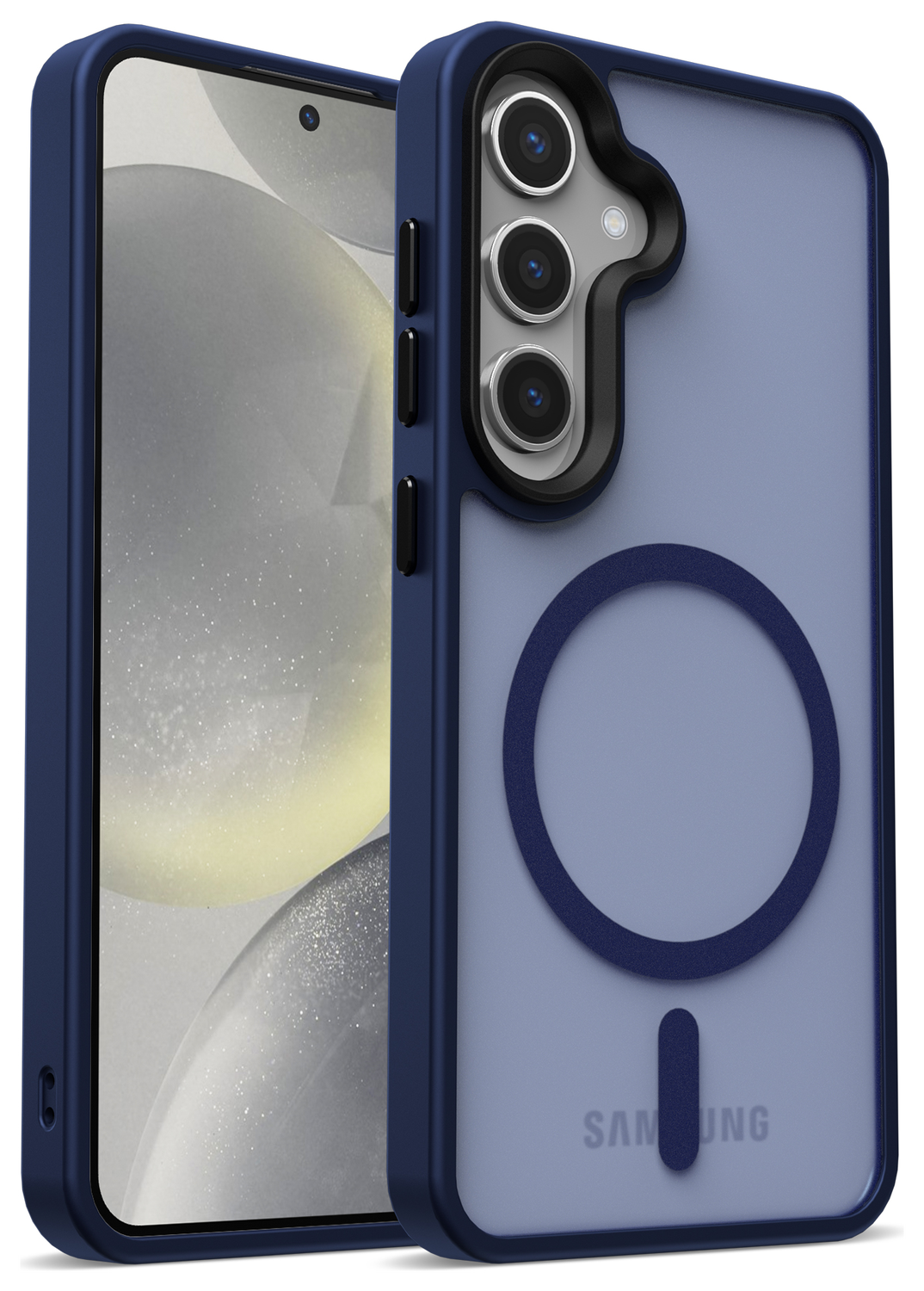 Samsung Galaxy S25 Hoesje met MagSafe / Qi2 Back Cover Matte Donkerblauw afbeelding 11
