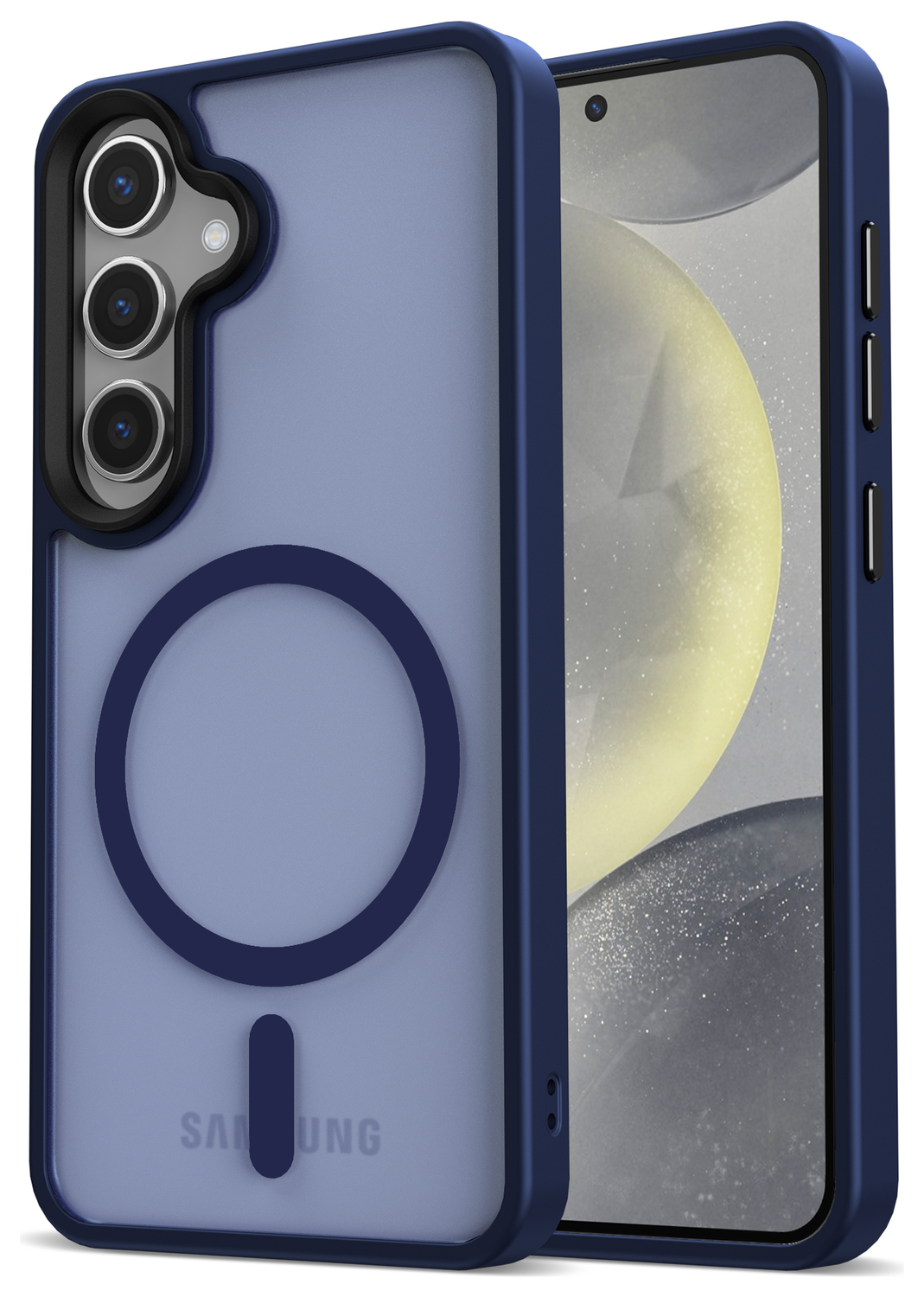 Samsung Galaxy S25 Hoesje met MagSafe / Qi2 Back Cover Matte Donkerblauw afbeelding 1