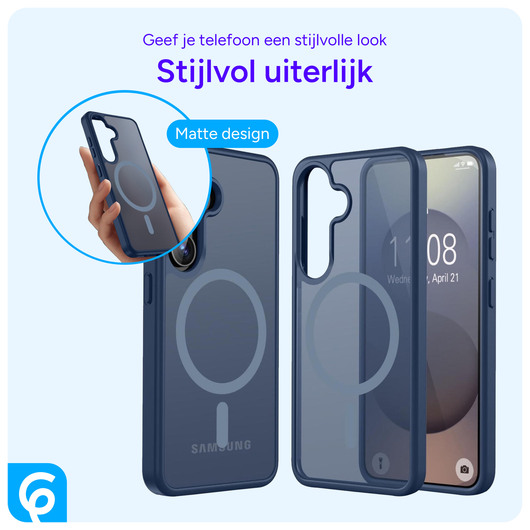 Samsung Galaxy S25 Hoesje met MagSafe / Qi2 Back Cover Matte Donkerblauw afbeelding 5