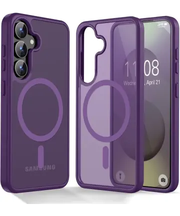 Samsung Galaxy S25 Hoesje met MagSafe / Qi2 Back Cover Matte Paars Hoesjes