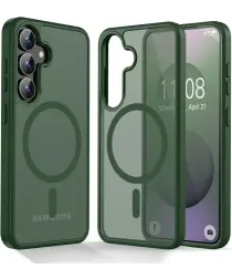 Samsung Galaxy S25 Hoesje met MagSafe / Qi2 Back Cover Matte Groen