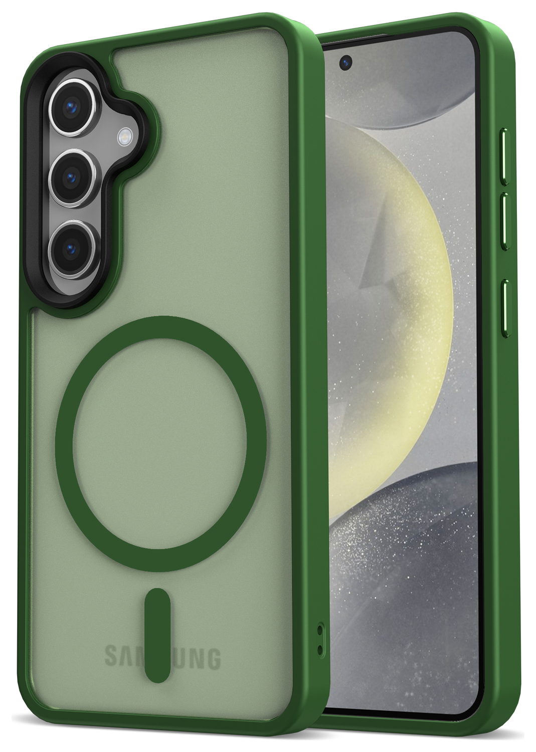 Samsung Galaxy S25 Hoesje met MagSafe / Qi2 Back Cover Matte Groen afbeelding 1