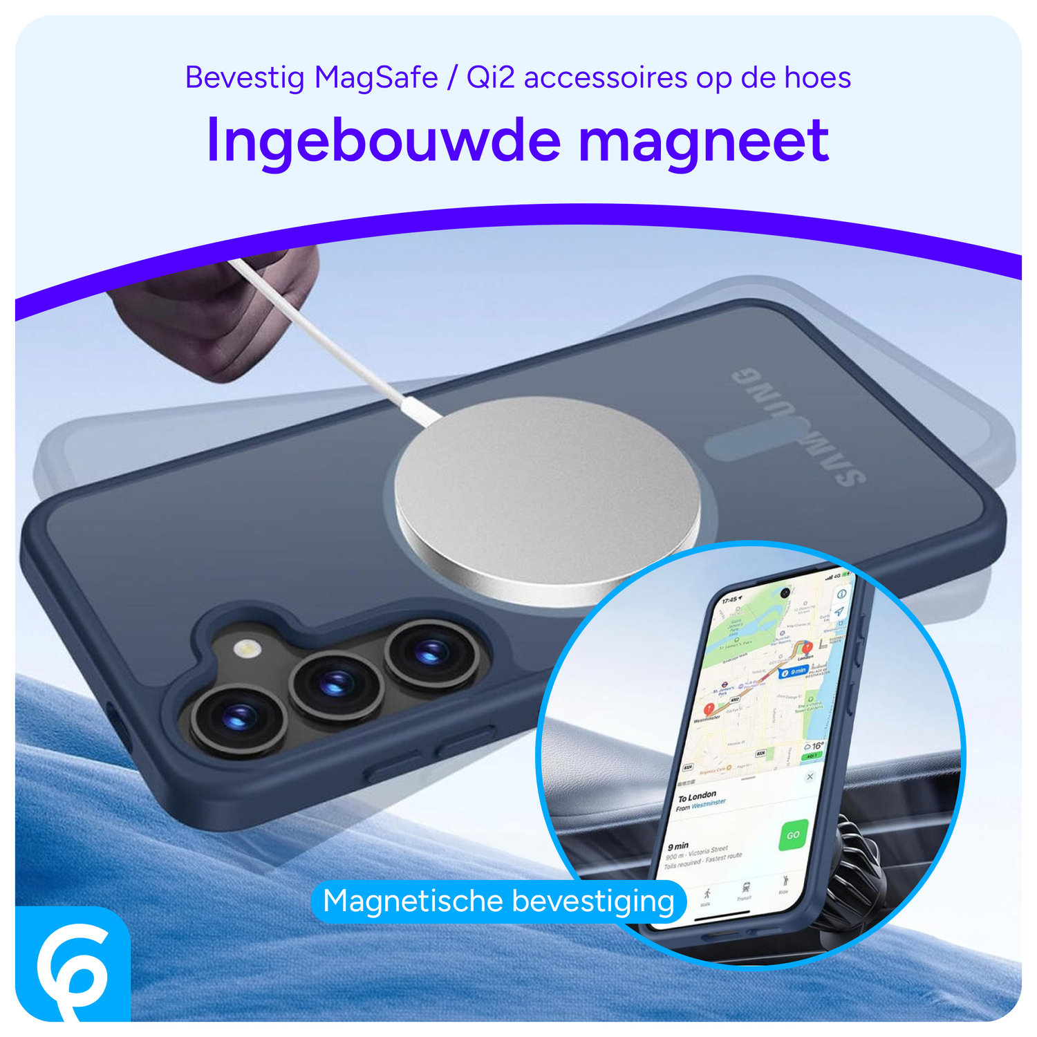 Samsung Galaxy S25 Plus Hoesje met MagSafe / Qi2 Back Cover Matte Donkerblauw afbeelding 6