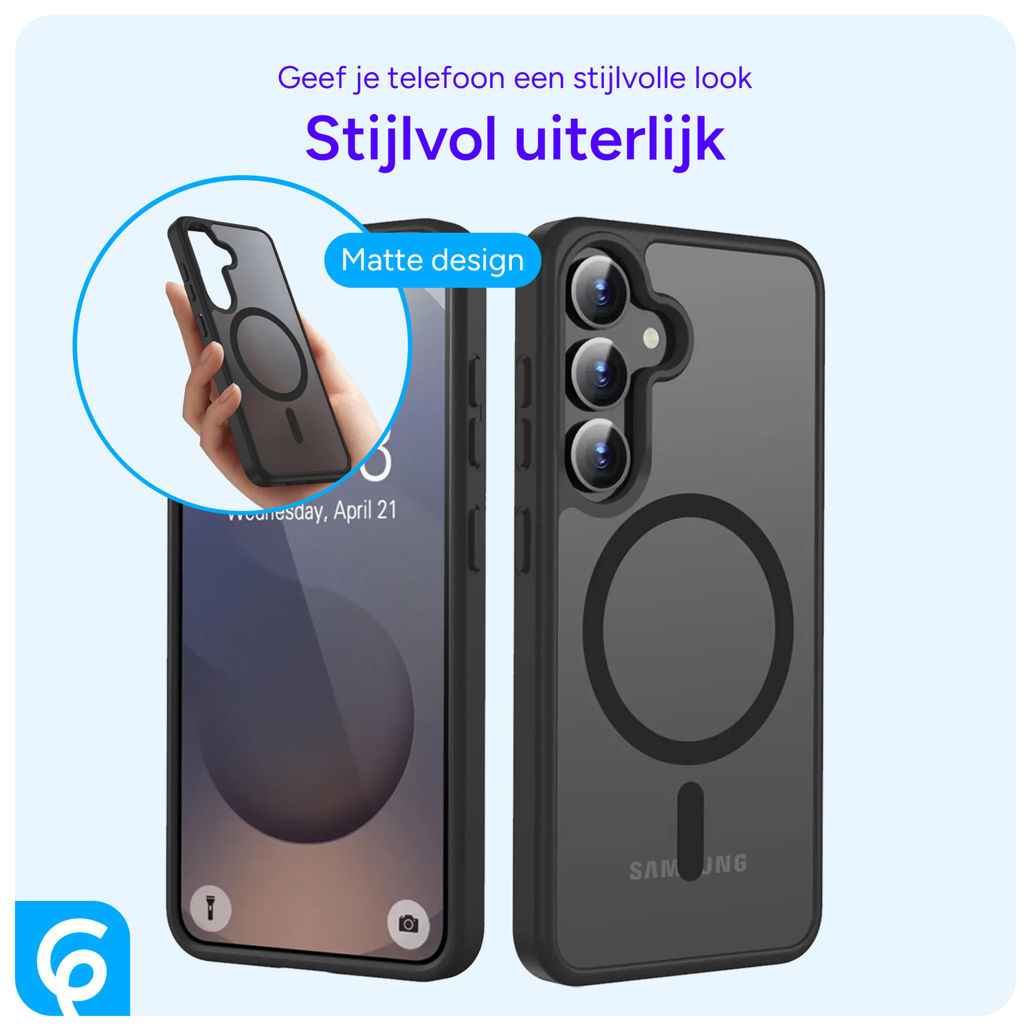 Samsung Galaxy S25 Plus Hoesje met MagSafe / Qi2 Back Cover Matte Zwart afbeelding 2