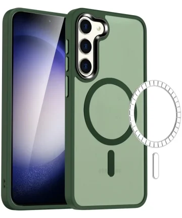 Samsung Galaxy S25 Plus Hoesje met MagSafe Back Cover Matte Groen Hoesjes