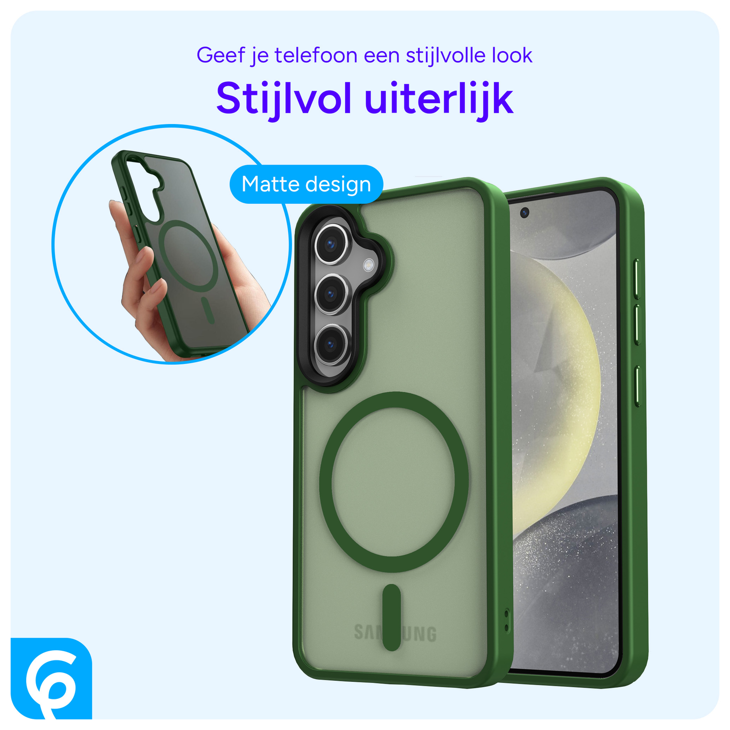Samsung Galaxy S25 Plus Hoesje met MagSafe / Qi2 Back Cover Matte Groen afbeelding 2