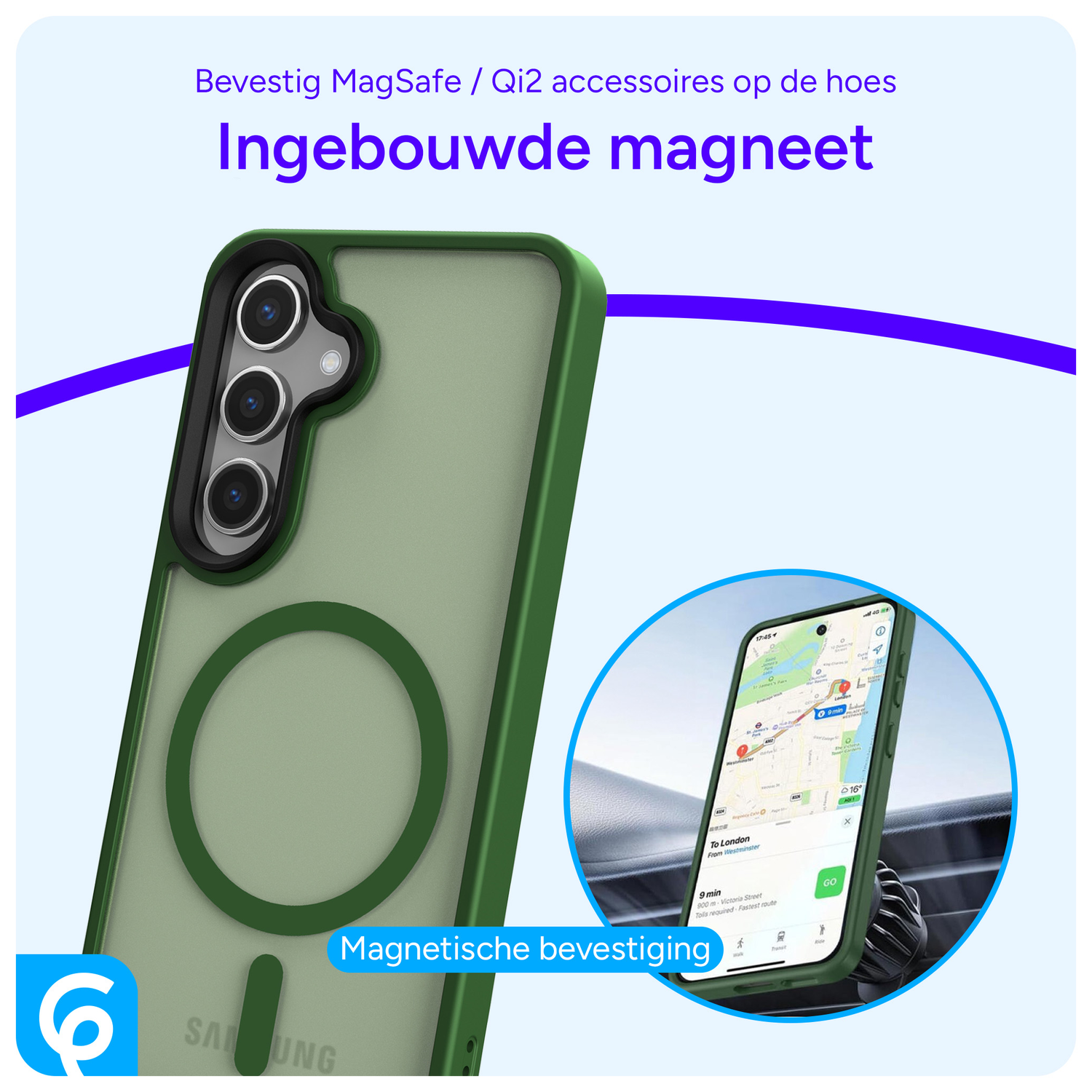 Samsung Galaxy S25 Plus Hoesje met MagSafe / Qi2 Back Cover Matte Groen afbeelding 6