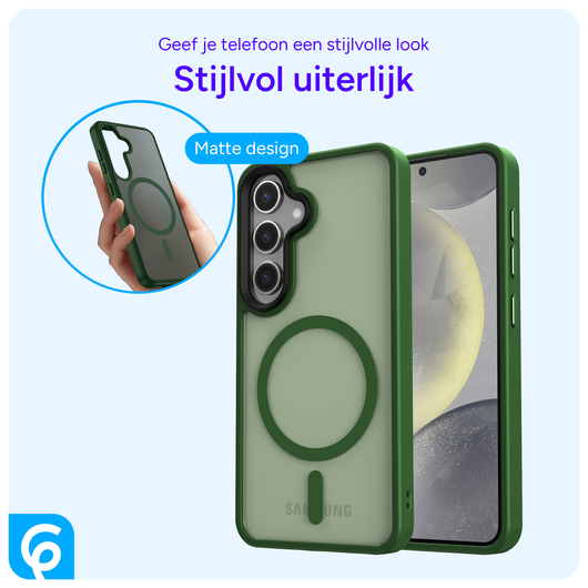 Samsung Galaxy S25 Plus Hoesje met MagSafe / Qi2 Back Cover Matte Groen afbeelding 2