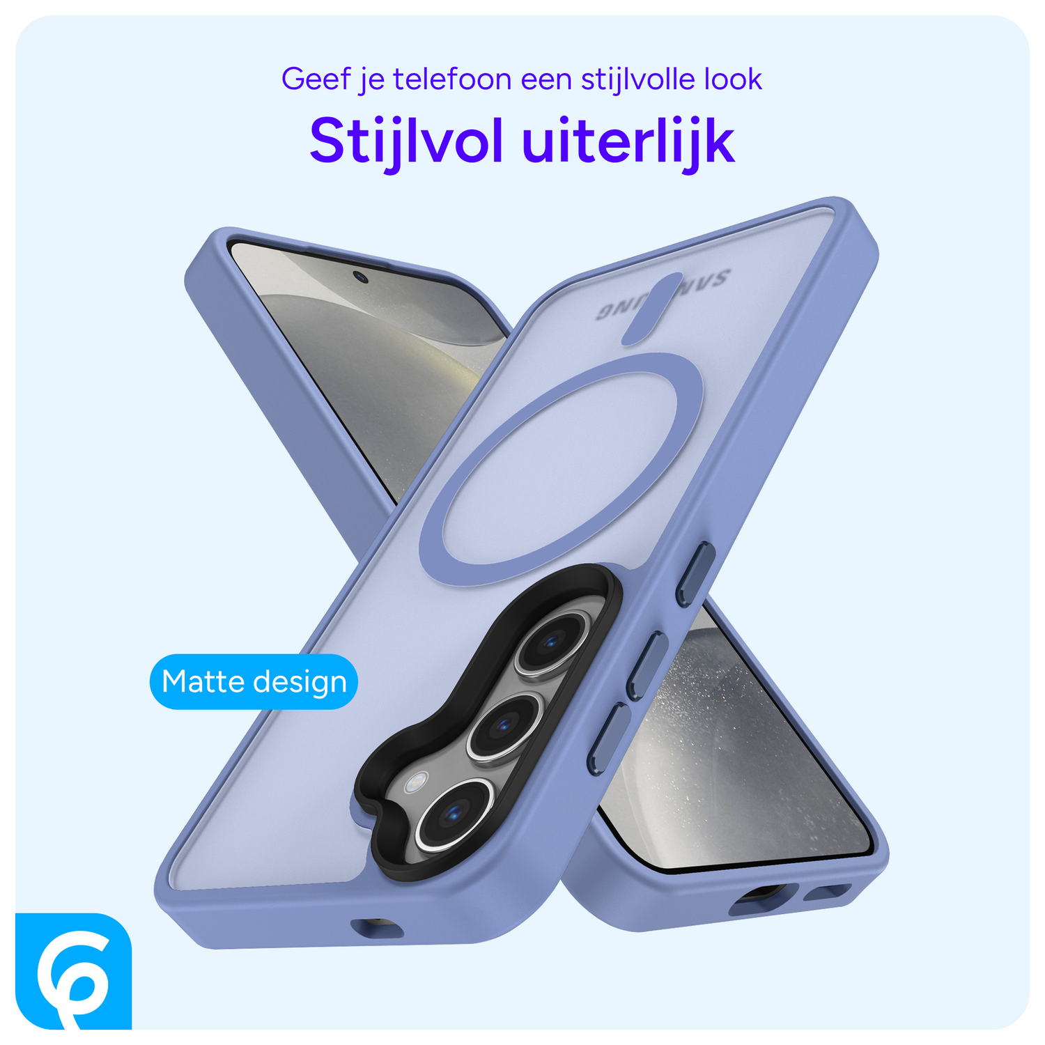 Samsung Galaxy S25 Plus Hoesje met MagSafe / Qi2 Back Cover Matte Blauw afbeelding 2