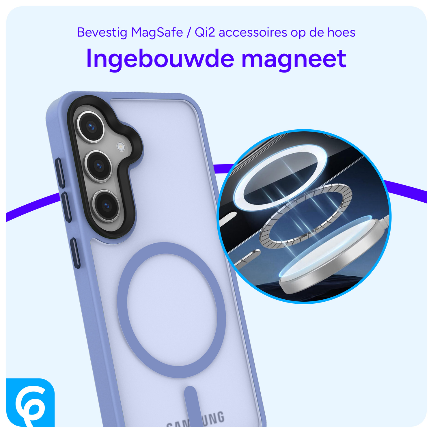 Samsung Galaxy S25 Plus Hoesje met MagSafe / Qi2 Back Cover Matte Blauw afbeelding 4