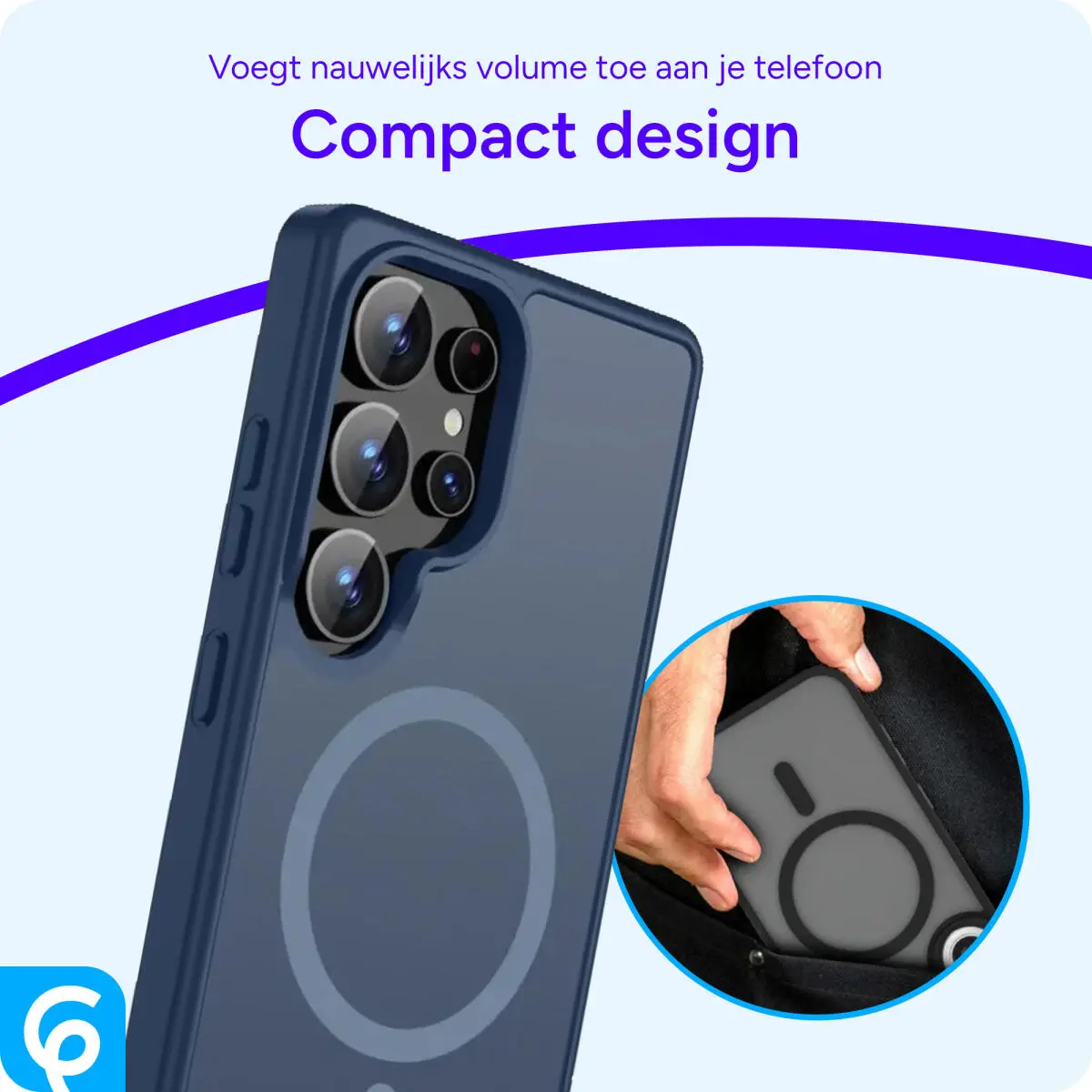 Samsung Galaxy S25 Ultra Hoesje met MagSafe / Qi2 Back Cover Matte Donker Blauw afbeelding 7