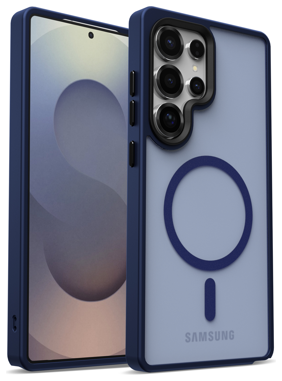 Samsung Galaxy S25 Ultra Hoesje met MagSafe / Qi2 Back Cover Matte Donker Blauw afbeelding 11