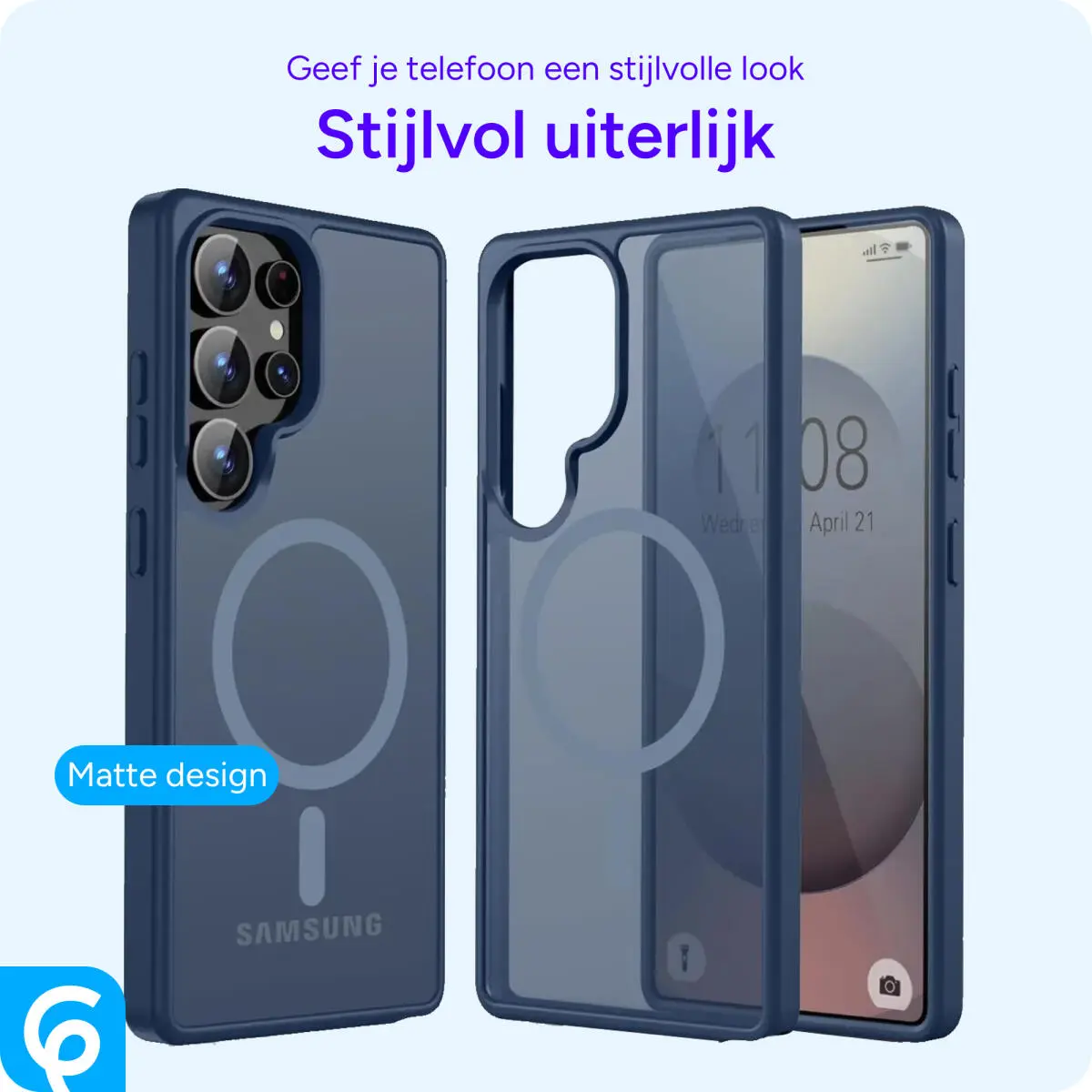 Samsung Galaxy S25 Ultra Hoesje met MagSafe / Qi2 Back Cover Matte Donker Blauw afbeelding 5