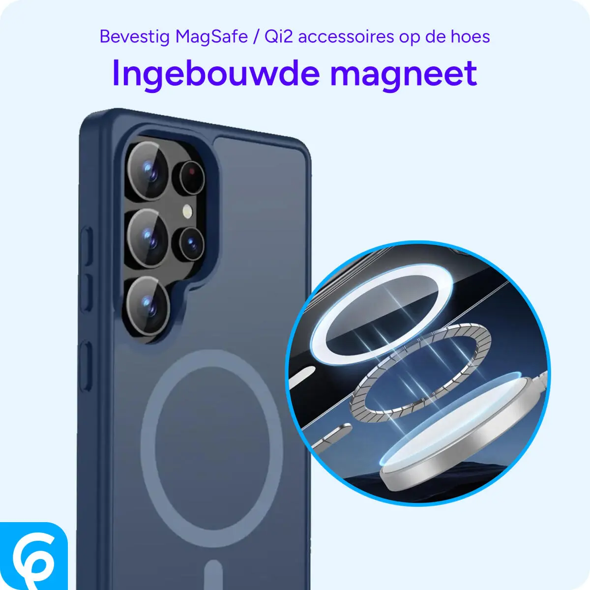 Samsung Galaxy S25 Ultra Hoesje met MagSafe / Qi2 Back Cover Matte Donker Blauw afbeelding 6