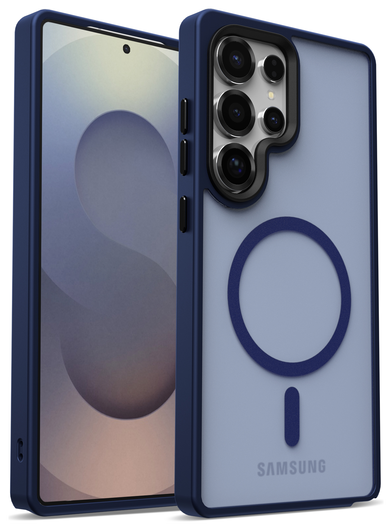 Samsung Galaxy S25 Ultra Hoesje met MagSafe / Qi2 Back Cover Matte Donker Blauw afbeelding 11