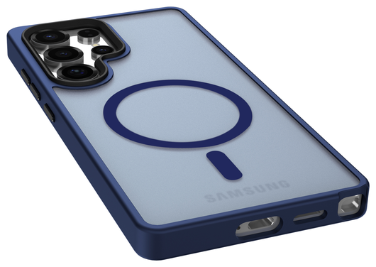 Samsung Galaxy S25 Ultra Hoesje met MagSafe / Qi2 Back Cover Matte Donker Blauw afbeelding 15