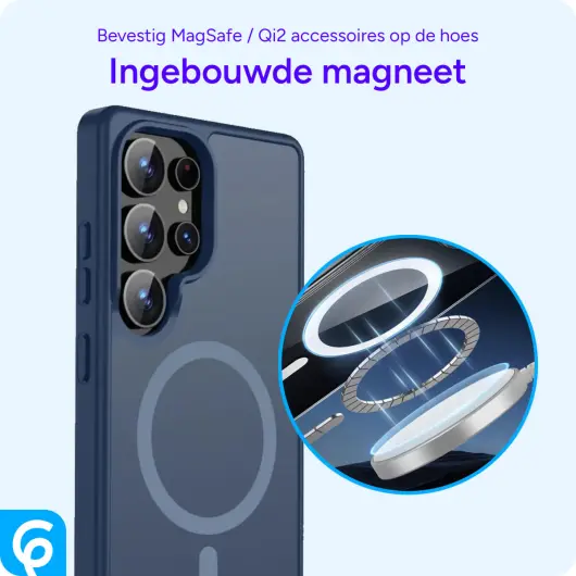 Samsung Galaxy S25 Ultra Hoesje met MagSafe / Qi2 Back Cover Matte Donker Blauw afbeelding 6