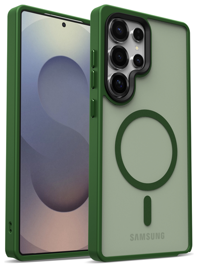 Samsung Galaxy S25 Ultra Hoesje met MagSafe / Qi2 Back Cover Matte Groen afbeelding 11