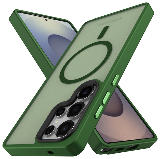 Samsung Galaxy S25 Ultra Hoesje met MagSafe / Qi2 Back Cover Matte Groen afbeelding 2