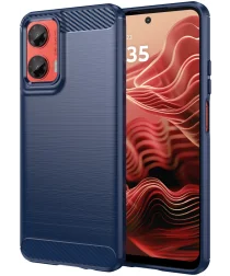 Motorola Moto G35 Hoesje Geborsteld TPU Flexibele Back Cover Blauw