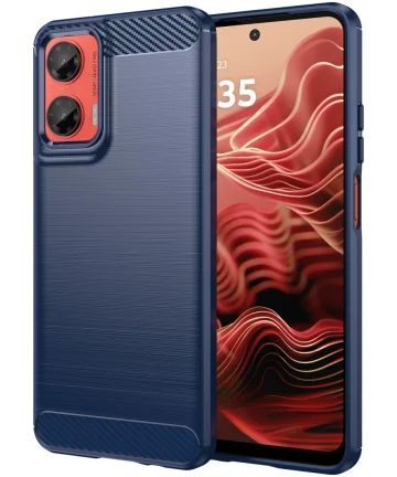 Motorola Moto G35 Hoesje Geborsteld TPU Flexibele Back Cover Blauw Hoesjes