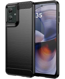 Motorola Moto G55 Hoesje Geborsteld TPU Flexibele Back Cover Zwart