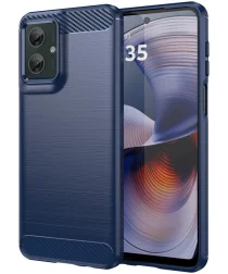 Motorola Moto G55 Hoesje Geborsteld TPU Flexibele Back Cover Blauw