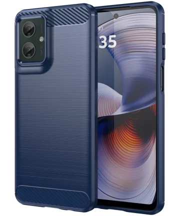 Motorola Moto G55 Hoesje Geborsteld TPU Flexibele Back Cover Blauw Hoesjes