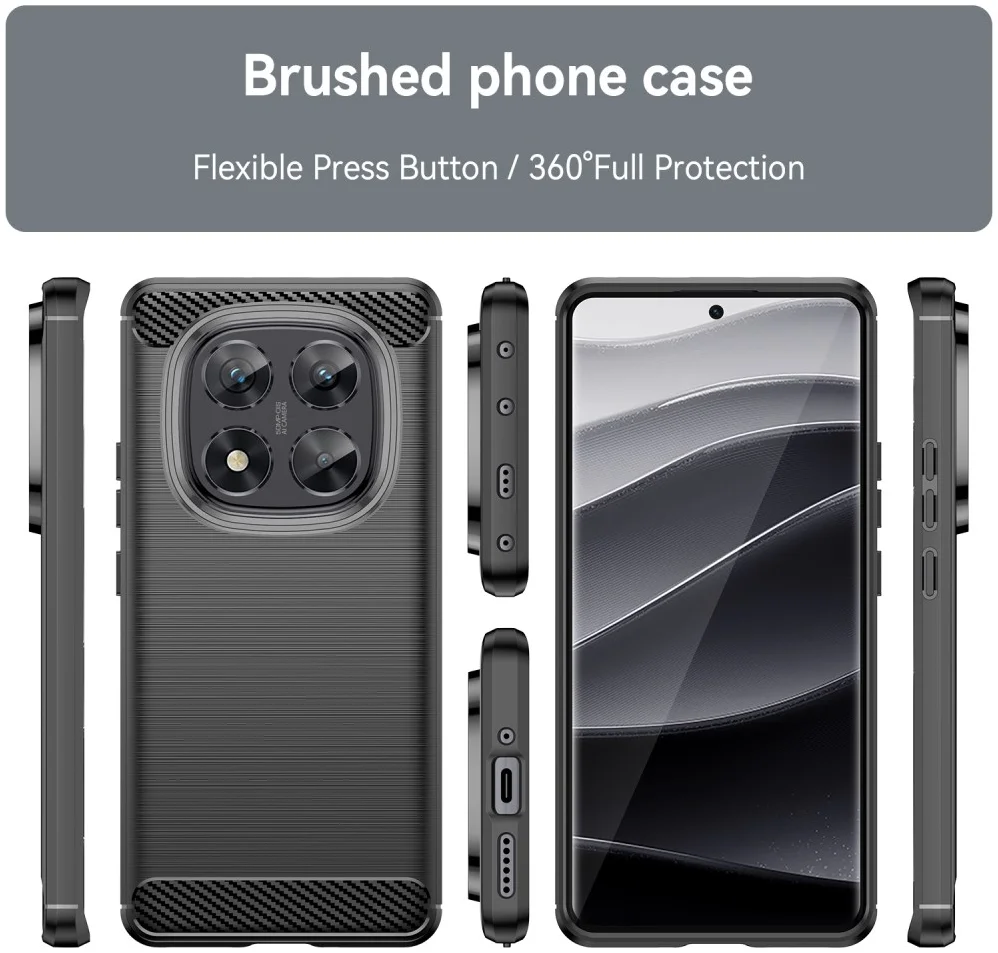 Xiaomi Poco X7 / Redmi Note 14 Pro 5G Hoesje Geborsteld TPU Back Cover Zwart afbeelding 4