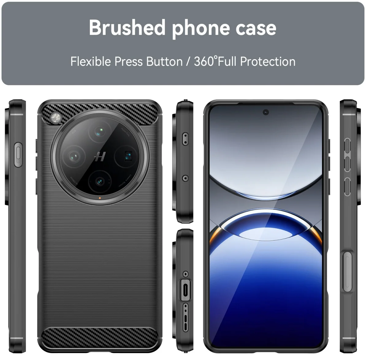 Oppo Find X8 Pro Hoesje Geborsteld TPU Flexibele Back Cover Zwart afbeelding 2