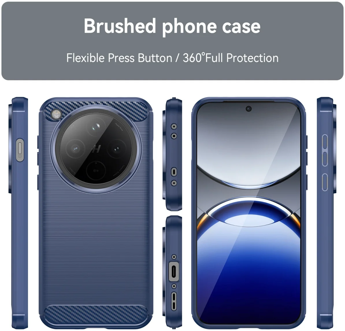 Oppo Find X8 Pro Hoesje Geborsteld TPU Flexibele Back Cover Blauw afbeelding 2