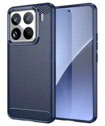 Xiaomi 15 Pro Hoesje Geborsteld TPU Flexibele Back Cover Blauw afbeelding