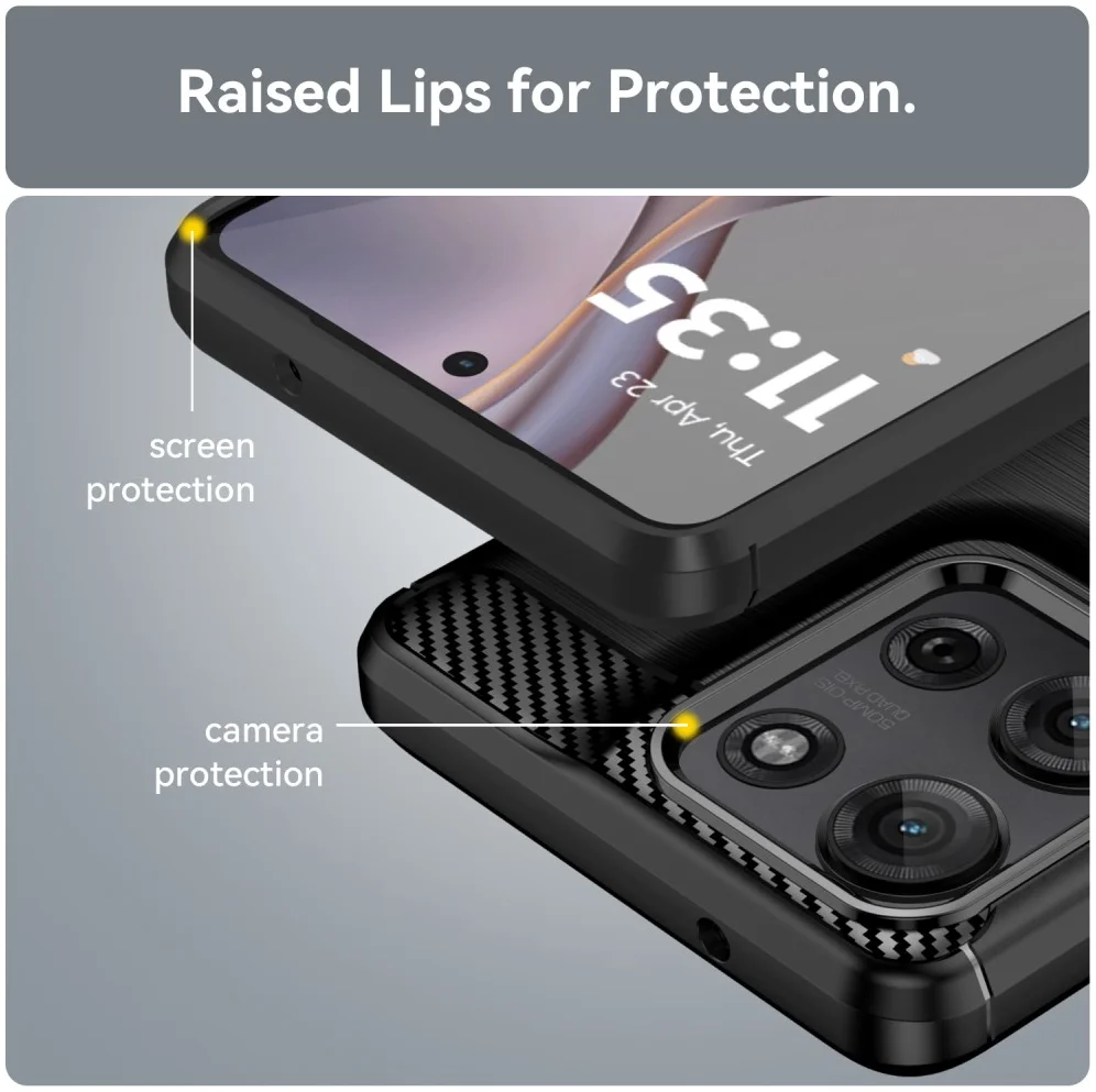 Motorola Moto G75 Hoesje Geborsteld TPU Flexibele Back Cover Zwart afbeelding 7